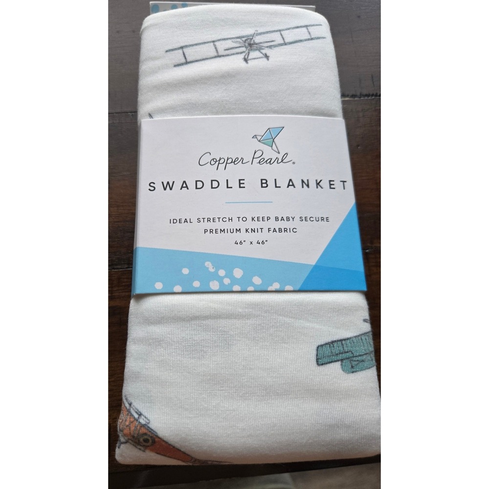 Copper Pearl Ace Vintage Airplane Premium Knit Baby Swaddle Blanket 46x46 NEW